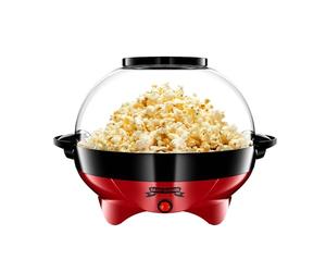 Gadgy Popcorn Machine | Fast Hot Air Popcorn Maker l Healthy, Oil Free/Fat Free l with Measuring Cup and Removable Top Cover l Retro Red Overlay