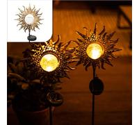 Gadgy Solar Lamps Set of 2 - Waterproof Outdoor Garden Decor - Solar Lanterns - Garden Lights