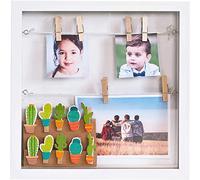 Gadgy White Acrylic Shadow Box Frame with 18 Clips, 3D Collage Picture Frame for Photos Crafts and Keepsakes - 10 x 10 Inch
