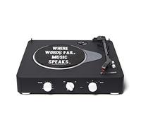 Gadhouse Brad Black Edition Wireless Streaming 3-Speed Turntable, Portable Vinyl LP Record Player with Built-In Speakers and Rechargeable Battery