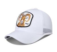 GADIEMKENSD Classic Trucker Caps Breathable Baseball Cap Netted Flat Outdoor Sports Hats Men Women Fitted Sun Cap Quick Drying Running Cap with Sweatband Adjustable Comfortable Hat White-Goat