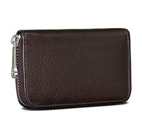GADIEMKENSD Credit Card Holder RFID Blocking Genuine Leather Mini Credit Card Wallet Purse with Zipper Womens Small id Compact Slim Blocked Zip Accordion Wallets Case for Women Men's Coffee Brown