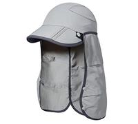 GADIEMKENSD Fishing Hat for Womens Men Foldable Sun Beach Hats with UPF Wide Brim Ponytail-Hole Removable Neck Flap Lightweight Quick Dry for Fishing Hiking Camping Outdoor Light Gray