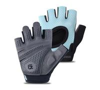 GADIEMKENSD Full Palm Protection Workout Gloves Men Women Anti-Slip Breathable Ergonomic Support Fingerless Weight Lifting Glove Gym Accessories for Cycling Fitness Hanging Pull-Ups, Blue-Green, XS
