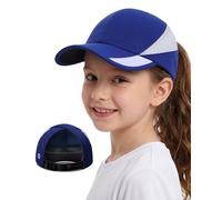 GADIEMKENSD Girls Ponytail Baseball Caps Kids Child Breathable Cooling Lightweight Summer Sun Hat for Swim Running Tennis Cap Beach Outdoor Indoor Sunhat with Sweatband Dark Under Bill, Blue, 54 cm