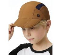 GADIEMKENSD Kids Hat Foldable Toddler Baseball Cap Quick Drying Breathable Summer Running Cap Adjustable UPF 50+ Sun Hat for Sports Sailing Cricket Travel Gifts for Boys Girls, Camel/Navy, 54 cm