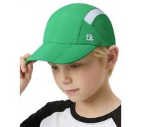 GADIEMKENSD Kids Hat Foldable Toddler Baseball Cap Quick Drying Breathable Summer Running Cap Adjustable UPF 50+ Sun Hat for Sports Sailing Cricket Travel Gifts for Boys Girls, Green/White, 54 cm
