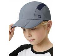 GADIEMKENSD Kids Hat Foldable Toddler Baseball Cap Quick Drying Breathable Summer Running Cap Adjustable UPF 50+ Sun Hat for Sports Sailing Cricket Travel Gifts for Boys Girls, Smoky Grey/Navy, 54 cm