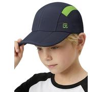 GADIEMKENSD Kids Hat Foldable Toddler Baseball Cap Quick Drying Breathable Summer Running Cap Adjustable UPF 50+ Sun Hat for Sports Sailing Cricket Travel Gifts for Boys Girls, Dark Grey/Green, 52 cm