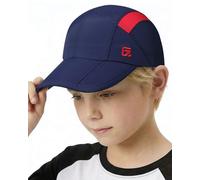 GADIEMKENSD Kids Hat Foldable Toddler Baseball Cap Quick Drying Breathable Summer Running Cap Adjustable UPF 50+ Sun Hat for Sports Sailing Cricket Travel Gifts for Boys Girls, Navy/Red, 54 cm