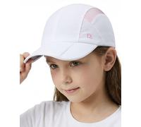 GADIEMKENSD Kids Hat Foldable Toddler Baseball Cap Quick Drying Breathable Summer Running Cap Adjustable UPF 50+ Sun Hat for Sports Sailing Cricket Travel Gifts for Boys Girls White/Pink, 52 cm