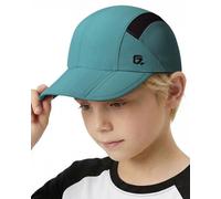 GADIEMKENSD Kids Hat Foldable Toddler Baseball Cap Quick Drying Breathable Summer Running Cap Adjustable UPF 50+ Sun Hat for Sports Sailing Cricket Travel Gifts for Boys Girls, Turquoise/Black, 54 cm