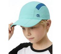 GADIEMKENSD Kids Hat Foldable Toddler Baseball Cap Quick Drying Breathable Summer Running Cap UPF 50+ Sun Hat for Sports Sailing Cricket Travel Gifts for Boys Girls, Light Green/Dark Sky Blue, 54 cm