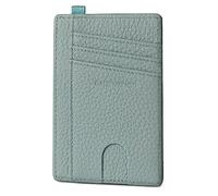 GADIEMKENSD Minimalist Genuine Leather Credit Card Holder RFID Blocking Light Slim Wallet with D-Loop for Lanyard Key Compact Bus Pass Purse for Men Women Business Travel Mint