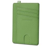 GADIEMKENSD Minimalist Genuine Leather Credit Card Holder RFID Blocking Slim Wallet with D-Loop for Lanyard Key Compact Bus Pass Purse for Men Women Business Travel Light Green