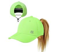 GADIEMKENSD Ponytail Baseball Cap for Women Foldable UPF50+ Sun Hats with Dark Underbill Comfortable Breathable Ear Friendly Summer Hair Caps for Sports Running Tennis Golf Traveling Fluorescent Green