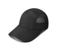 GADIEMKENSD UPF 50+ Foldable Baseball Cap with Breathable Mesh Extended Brim Running Caps for Men Women Water Repellent Summer Cricket Hats Golf Hat for Outdoors Sports, Black