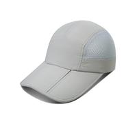 GADIEMKENSD UPF 50+ Foldable Baseball Cap with Breathable Mesh Extended Brim Running Caps for Men Women Water Repellent Summer Cricket Hats Golf Hat for Outdoors Sports, Light Gray