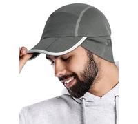GADIEMKENSD Winter Hats Ear Warmers Fleece Ball Cap Foldable Brim Reflective Running Hats for Women Mens Baseball Cap Ear Flaps Covers for Outdoor Hunting Hiking Golf Snow Ski Dark Gray
