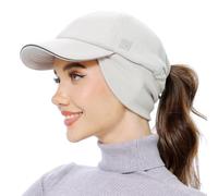 GADIEMKENSD Women's Fleece Ponytail Hat Reflective Winter Hat with Adjustable Headband and FILP Down Ear Warmer