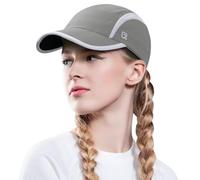 GADIEMKENSD Women's Foldable Light Cap Quick Dry Ultra-Thin Unstructured Tech Running Hat Reflective UPF 50+ Baseball Caps Cooling Ponytail Hats Fitted for Beach Tennis Travel Hiking Golf Light Gray