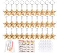 GADITIEK 30 Set Gifts for Students from Teachers, Star Wooden Keyrings Bulk with Greeting Card, End of Year/Term Class Gifts for 30 Children, 2025 Leaving School Leavers Gifts