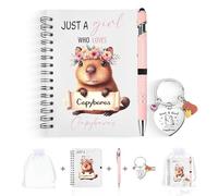 GADITIEK Capybara Gifts for Women - “Just a Girl Who Loves Capybara” Stationery Set with Cute A6 Notebook, Pink Pen & Capybara Keychain - Adorable Animal Lover Gifts