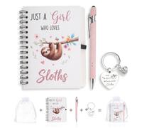 GADITIEK Sloth Gifts for Women, Cute Sloth Notebook Gift Set with Pen & Keychain, “Just a Girl Who Loves Sloths” Gift for Sloth Lovers, Funny Animal Sloth Lover Present (pink（sloth gifts）)