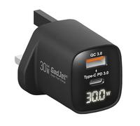 GadJet Type C Charger PD 30W USB C Plug 2-Port Compact Super Fast Charger Plug Foldable GaN Charger Compatible with iPhone 16/15/14/13/12, Galaxy S10-S24 Series, Pixel 9/8/7/6, MacBook Air M1/M2