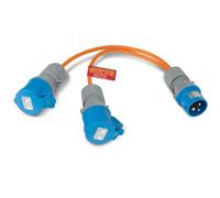 GADLANE 16amp Splitter Cable - 16amp Plug to 2x 16A Sockets, 240V Orange Caravan Electric Adapter, 2 Way Power Splitter Electric Hook Up Cable for Camping, Motorhomes, Generators, Catering Trailers