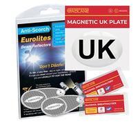 GADLANE 3 Piece Car Travel European Driving Kit - Eurolites Headlamp Beam Deflectors Adaptors Converters, Magnetic UK Plate & NF Alcohol Breathalyser, UK Identifier for Cars Driving in Europe