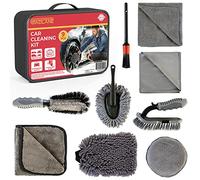 GADLANE 9 Piece Car Cleaning Kit With Storage Bag Includes Upholstery Brush, Detailing Brush, Microfibre Pad, Microfibre Cloth, Wheel Brush, Drying Towel, Glass Cloth, Mitt, Microfibre Duster