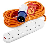 GADLANE Camping Electric Hook Up Cable - 10M Electric Hook Up for Camping | Heavy Duty, 10 Metre 16A Caravan Extension Lead, 4 UK Plug Sockets, for Mobile Homes, Refrigerated Vehicles, High Visibility