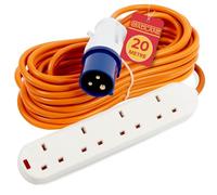 GADLANE Camping Electric Hook Up Cable - 16A Caravan Extension Lead (20m) | Heavy Duty, High Visibility, 20 Metre, 4 Gang Electric Hook Up for Camping, Mobile Homes, Refrigerated Vehicles