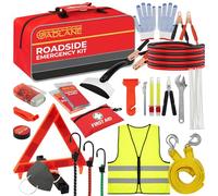 GADLANE Car Breakdown Emergency Kit - Extra Large Roadside Car Emergency Kit with Warning Triangle, Jump Leads, Tow Rope, First Aid Kit, Safety Hammer etc New Driver Car Kit with Storage Case