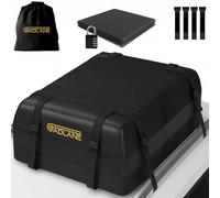 GADLANE Car Roof Bag - 15 Cubic Feet Waterproof Roof Box for Cars with/without Roof Rack, Anti-Slip Mat, 4 Sturdy Door Hooks, Combination Lock, Storage Bag, Durable 820D Material - For Travel (Black)