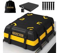 GADLANE Car Roof Bag - 20 Cubic Feet Waterproof Roof Box for Cars with/without Roof Rack, Anti-Slip Mat, 6 Sturdy Door Hooks, Combination Lock, Storage Bag, Durable 820D Material - For Travel (Yellow)