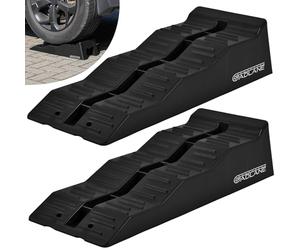 GADLANE Caravan Levelling Ramp Set - 2 Pack Heavy Duty Motorhome Levelling Ramps for Campervans, Trailers - UV-Resistant Wheel Chocks with Anti-Skid Grooves (Load Capacity: 4.5 Tonnes) - BLACK