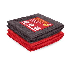 GADLANE Edgeless Microfibre Cloth 2 Pack 520gsm Dual-Sided, Ultra Plush Cleaning Cloth, 40 x 40cm Lint Free Scratch Free Car Detailing, Polishing (Red/Grey) (GLMEC2)