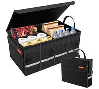 GADLANE Premium Car Boot Organiser - Large Car Boot Tidy with Dividers & Lid, Non-Slip Storage Organiser - Expandable, Waterproof Storage Box for Van, Campervan