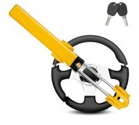 GADLANE Twin Bar Steering Wheel Lock - High Visibility Anti-Theft Device, Car Steering Lock, Strong Car Security for Cars, Van & Caravan with 2 Keys (Yellow)