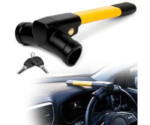GADLANE Yellow T-Bar Steering Wheel Lock - High Visibility Car Steering Lock Anti Theft Device with 2 Keys - Suitable Security for Cars, Van, Caravan