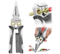 GADO Pro 8-in-1 Wire Crimper Stripper with Voltage Detector & Dual Alarms - Heavy Duty 12-250V AC/DC Tester for Hot/Neutral Wires - Electrician, HVAC, Car Repair Tool (Gray)