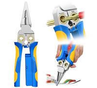 GADO Pro 8-in-1 Wire Crimper Stripper with Voltage Detector & Dual Alarms - Heavy Duty 12-250V AC/DC Tester for Hot/Neutral Wires - Electrician, HVAC, Car Repair Tool (Blue-1)