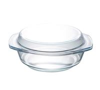 Gadpiparty 0.65l Tempered Glass Microwave Bowl with Lid for Home Cooking | White round Design, Symmetrical Ear Handles, Smooth One-piece Surface, Suitable for Salads, Meat Dishes and Refrigerator