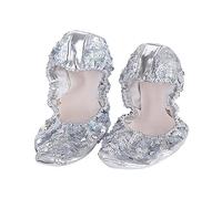Gadpiparty 1 Pair Dance Heels for Women Ballet Flat Dancing Sock Metallic Slippers Yoga Flats Barre Ladies Slippers Glitter Dance Shoes Women Shoes Glitter Flats Fashion Shoes Body Silver