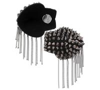 Gadpiparty 1 Pair Punk Style Decorative Rivet Epaulets with 3D Tassel Design, Iron and CCB Material Shoulder Badges for Men and Women, Versatile Use for Costume and Occasions