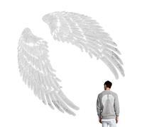 Gadpiparty 1 Pair Silver Sequin Wings Applique for Clothes and Jeans, Iron-on Polyester Angel Wings Patch, Fancy Costume Embellishment for Wedding and Engagement DIY Decoration
