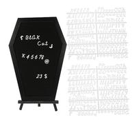 Gadpiparty 1 Set Coffin Shaped DIY Letter Board Halloween with Wooden Easel Stand Reusable Message Board for Home Accessory and Fall Decorations