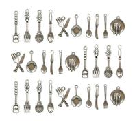 Gadpiparty 100pcs Antique Silver Cutlery Charms Set Spoon Fork Knife Pendant DIY Jewelry Accessories for Bracelet Necklace Craft Supplies